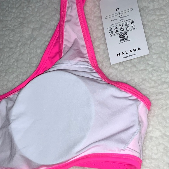 HALARA - NWT Solid U Neck Bikini Top in Neon Pink (Size XL) - Picture 8 of 11